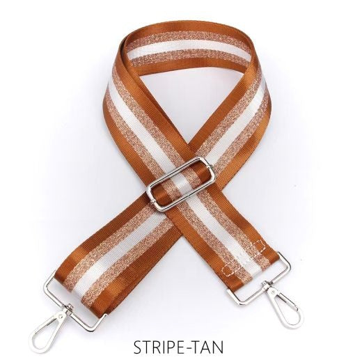 Strap: Bag Stripe Wide Silver Buckle - TAN