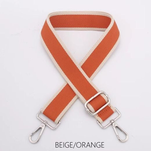 Strap: Bag Two Tone Thin Silver Buckle - BEIGE & ORANGE