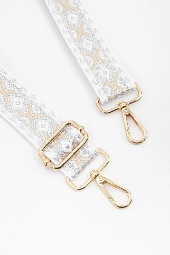 Strap: Bag Woven Geometric - Metallic Silver - SARTA