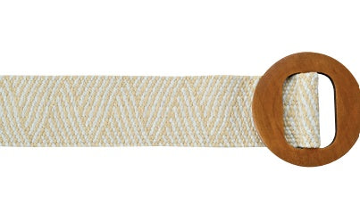 Belt: Braided Rattan Geometric Adjustable - WHITE