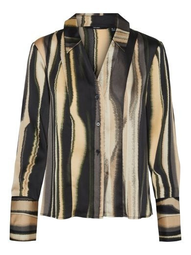 Blouse: Lightweight Collar Painted Stripes TONJA - Black - Vero Moda