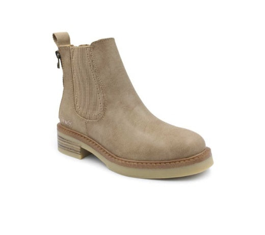 Boots: Vegan Nubuck Ankle Chlesea Zip Cushion Sole VEDDER - Beige Almond - Blowfish Malibu