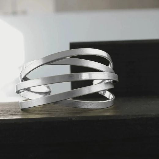 Bracelet: Cuff Multi Strand Wide TARA - Silver Plated - Dansk