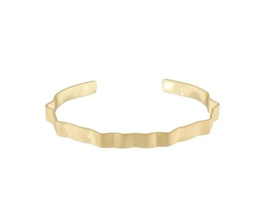 Bracelet: Cuff Wave Narrow Scratched ALAYA - Gold Plated - Dansk