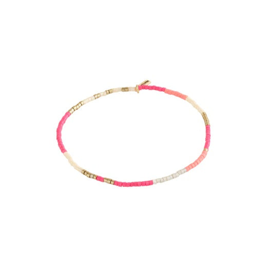Bracelet: Stretch Glass Beads Coral Pink ALISON    - Gold Plated - Pilgrim