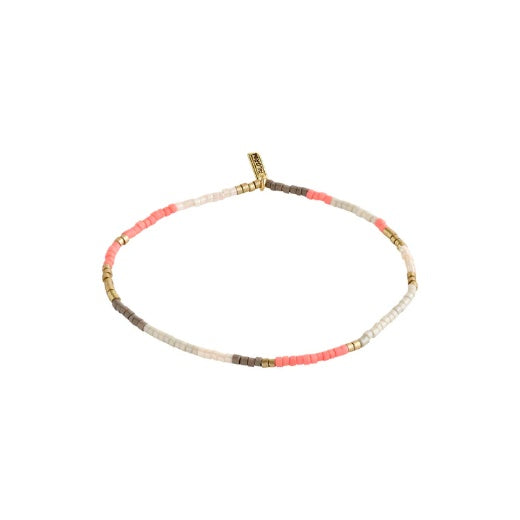 Bracelet: Stretch Glass Beads Pink ALISON - Gold Plated - Pilgrim