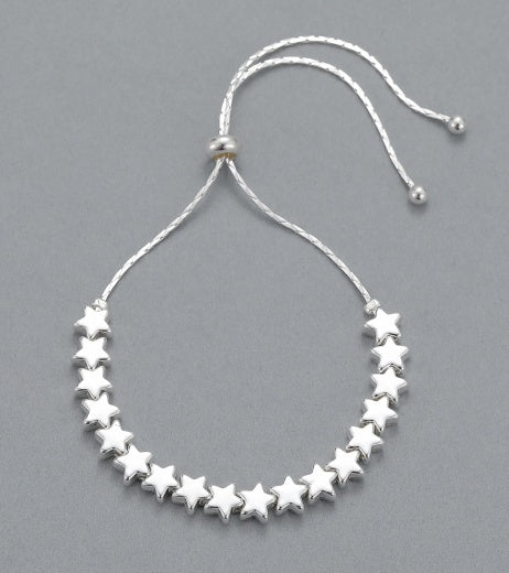 Bracelet: Lariat Star Beads - Silver