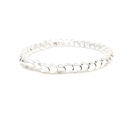 Bracelet: Stretch Hearts Small Flat Shiny - Silver