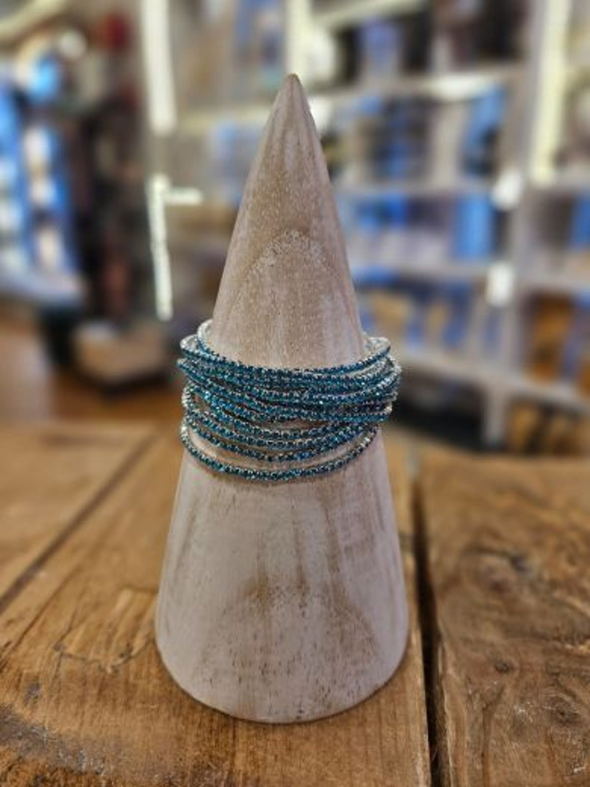 Bracelets: Stretch Crystal  Set of 10 - Blue
