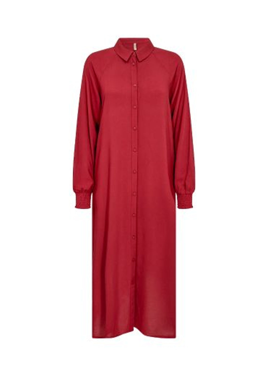 Long Dress: Viscose Collar Long Sleeve Shirt RADIA - BRICK RED - Soya Concept