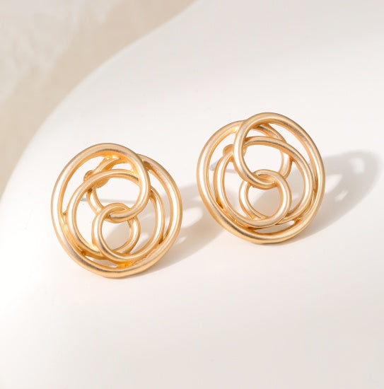 Earrings: Stud Open Organic Circles - Gold - Gracee Jewellery