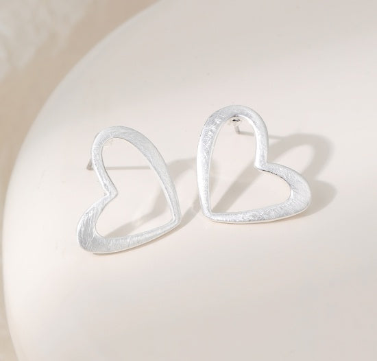 Earrings: Stud Open Hearts - Silver - Gracee Jewellery