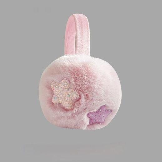 Ear Muffs: Faux Fur Glitter Stars - PINK