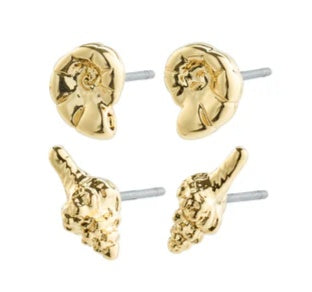 Earrings: Stud 2 in 1 Seashell Ammonite Set ALISON - Gold Plated - Pilgrim