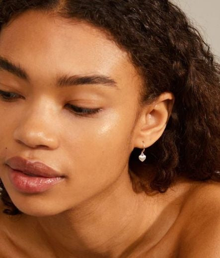 Earrings: Drop Hook Heart Puff Small Matte SOPHIA - Silver Plated
