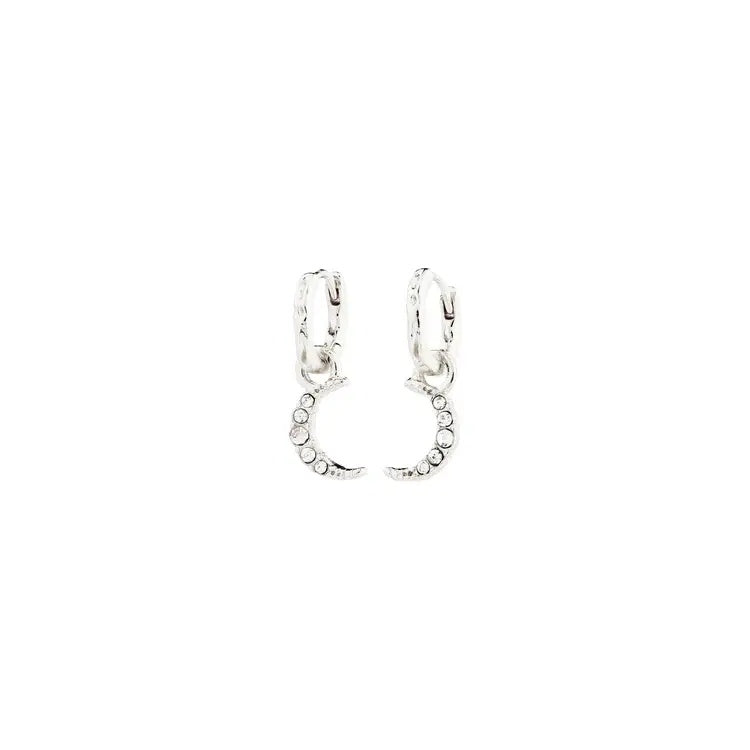 Earrings: Drop Hook Moon Crystal EVGENIA - Silver Plated  PILGRIM
