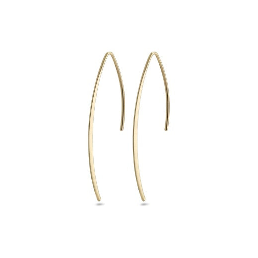 Earrings: Pull Through Agatha Curved Line Shiny - Gold Plated - Pilgrim