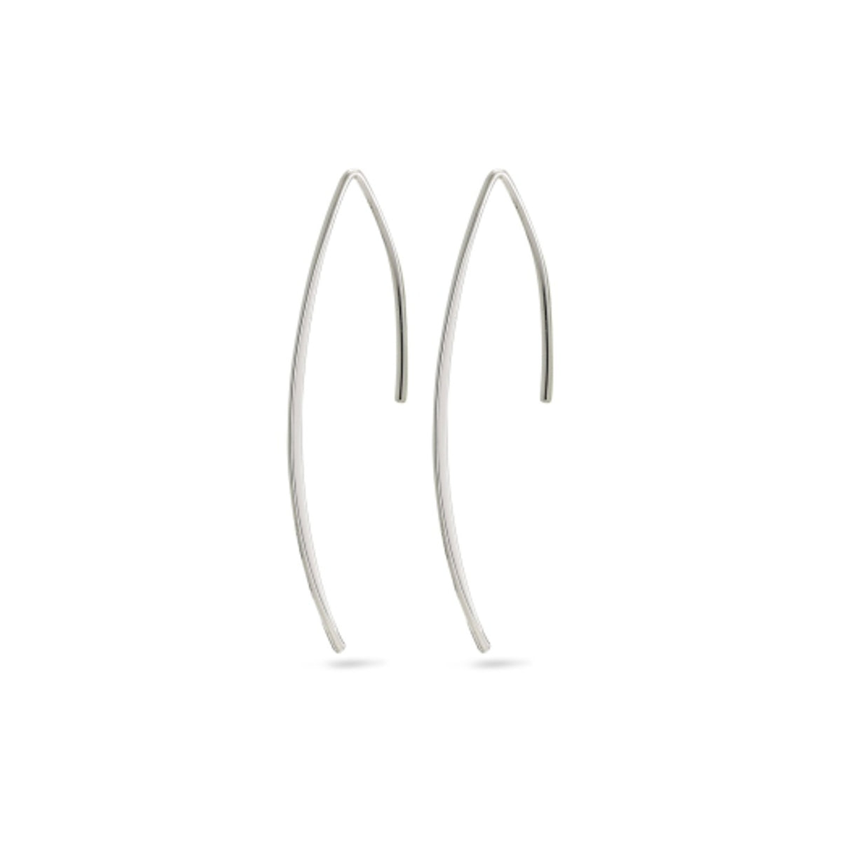 Earrings: Pull Through Agatha Curved Line Shiny - Silver Plated - Pilgrim