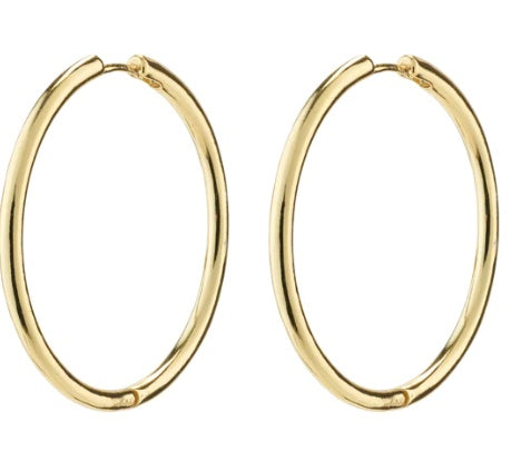 Earrings: Hoop Maxi 32mm Click Lock EANNA Recycled - Gold Plated - Pilgrim
