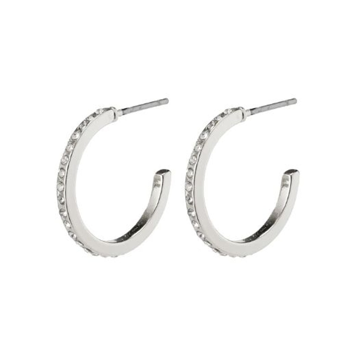Earrings: Hoop Medium Crystals Stud Hoop ROBERTA  - Silver Plated - Pilgrim