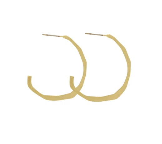 Earrings: Hoop Organic Circles Scratched Elysian - Gold Plated - FASHION - Dansk