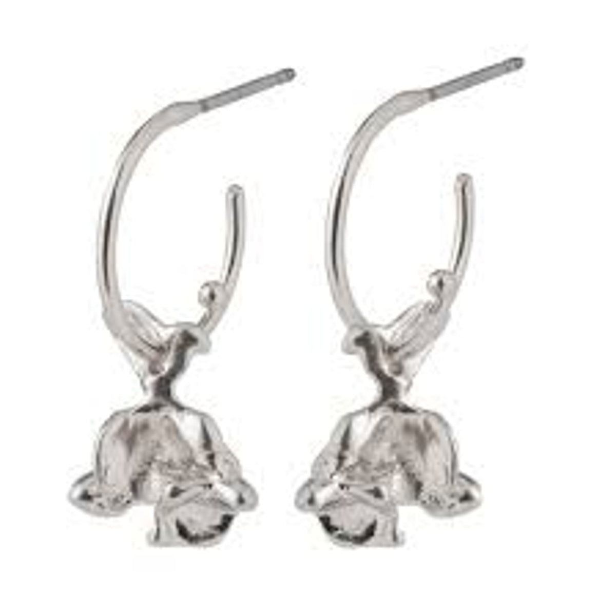 Earrings: Hoop Organic Nugget Drop NIA  - Silver Plated - Pilgrim