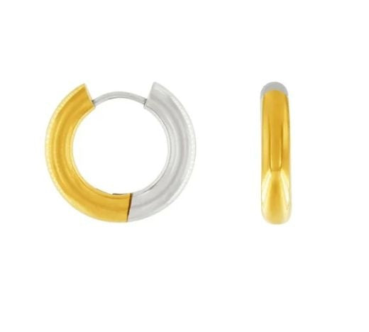 Earrings: Hoop Waterproof 2 Tone Shiny PASSION - Gold & Silver Plated - Dansk