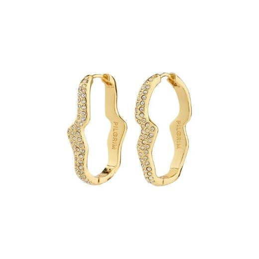 Earrings: Hoop Wobbly Crystal CONNECT - Gold Plated - PILGRIM
