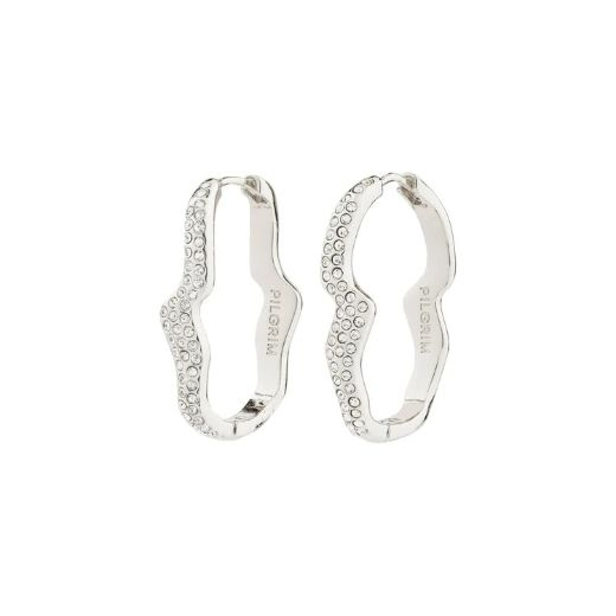 Earrings: Hoop Wobbly Crystal CONNECT - Silver Plated - PILGRIM