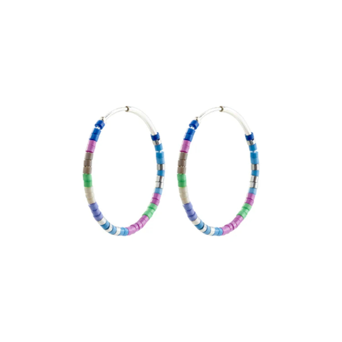 Earrings: Hoops Glass Beads Blue ALISON  - Silver Plated - Pilgrim