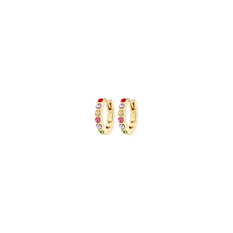 Earrings: Huggie Hoop Multi Colour Crystal KLEOPRATRA - Gold Plated  PILGRIM