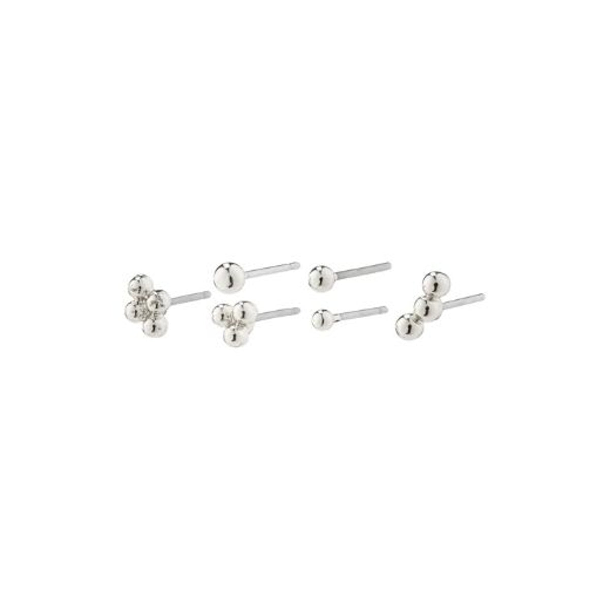 Earrings: Stud Set of 3 Bubbles SOLIDARITY - Silver Plated - Pilgrim