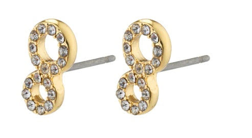 Earrings: Stud Crystal Preciosa Infiity Recycled ROGUE  - Gold Plated - Pilgrim