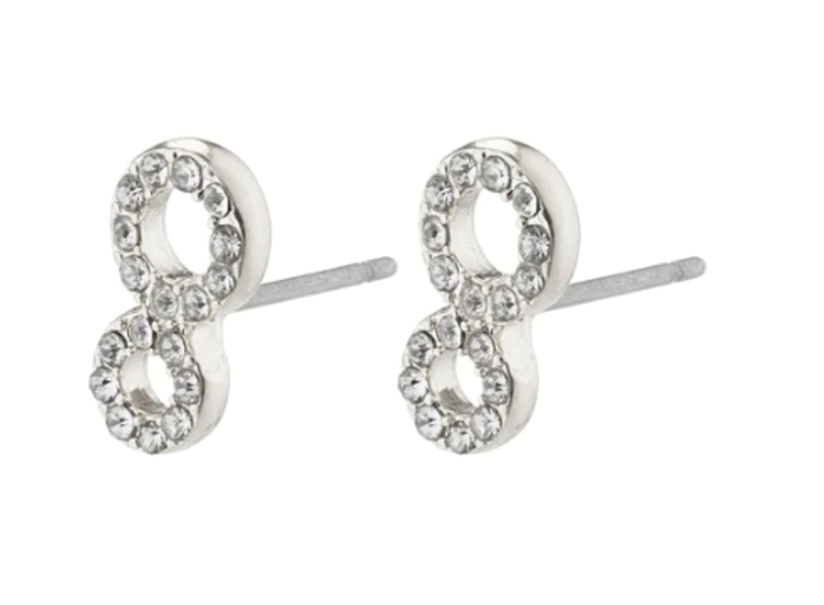 Earrings: Stud Crystal Preciosa Infiity Recycled ROGUE  - Silver Plated - Pilgrim