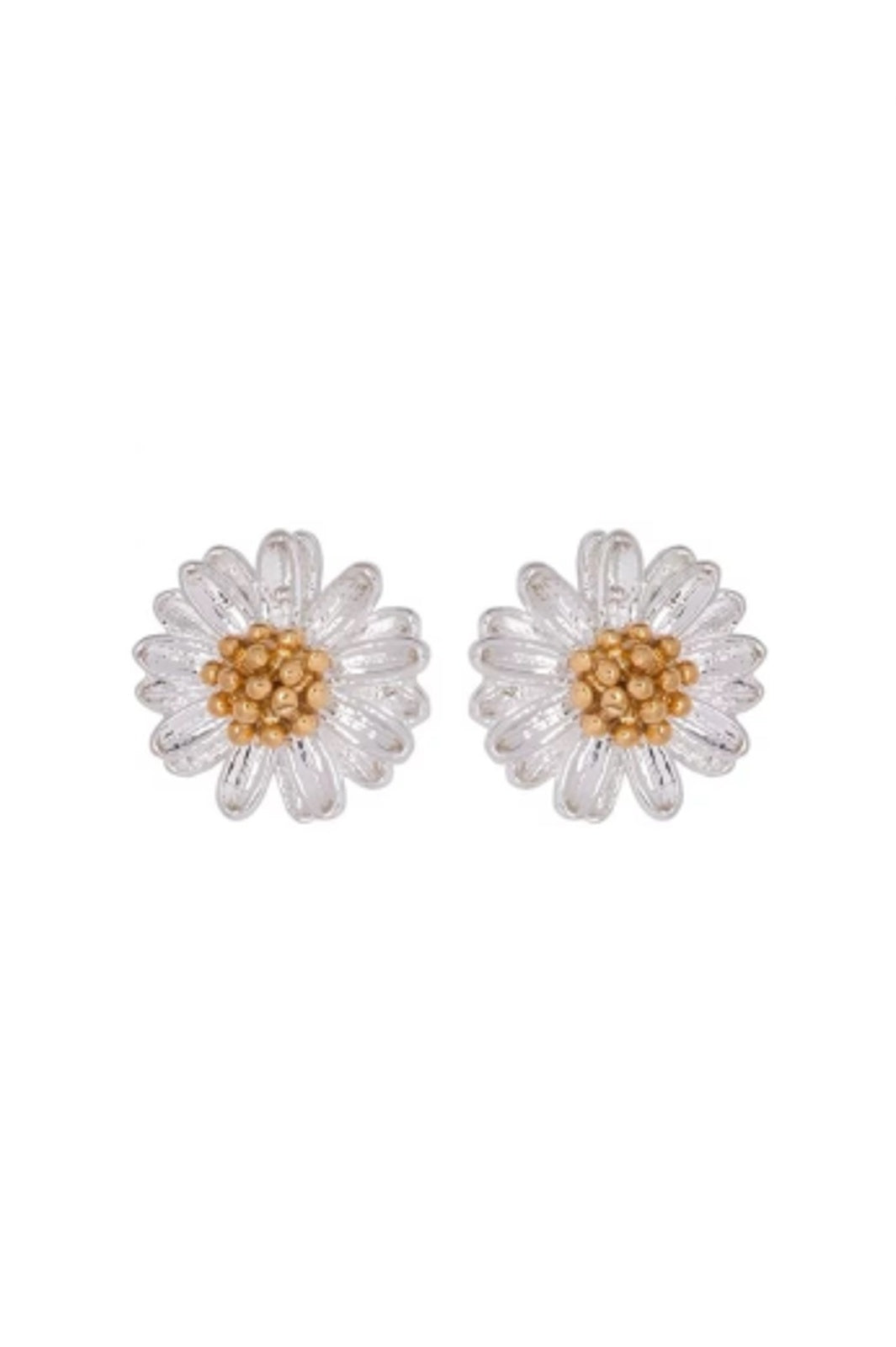 Earrings: Stud Daisy Wildflower Gold Centre - Silver Plated - Estella Bartlett