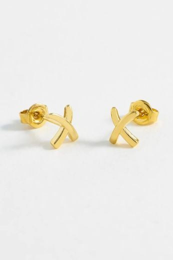 Earrings: Stud Kiss X - Gold Plated - Estella Bartlett