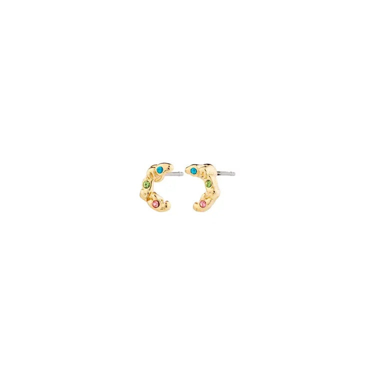 Earrings: Stud Moon Crystals Multi Colour KORA - Gold Plated  PILGRIM