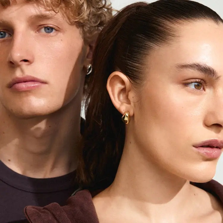 Earrings: Stud Nuggets DUNE - Gold Plated  PILGRIM
