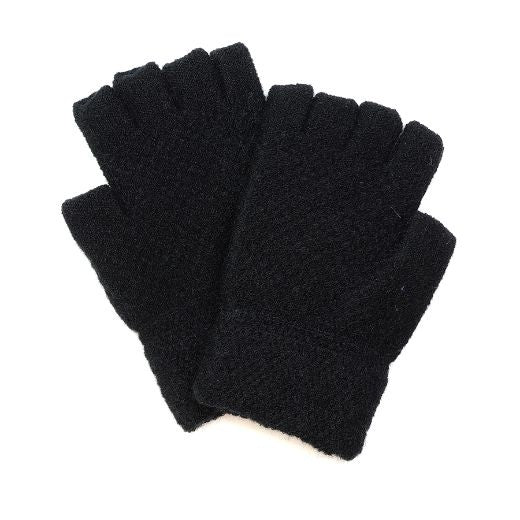 Fingerless Gloves: Knitted - Black - Peace Of Mind