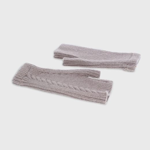 Fingerless Gloves: Knitted Cable Swirl Ruby - Purple - Millie Mae