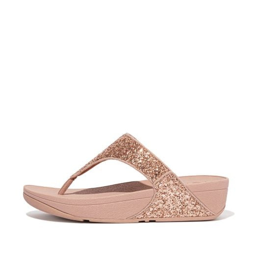 Toe Post Sandals: LULU GLITTER Flip Flop - Rose Gold - Fitflop