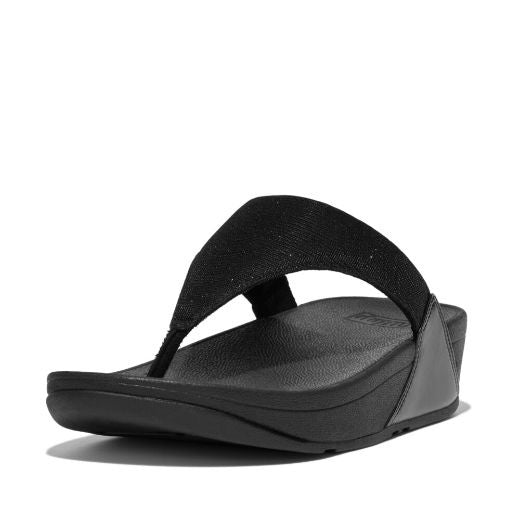 Toe Post Sandals: LULU SHIMMERLUX Flip Flop - All Black - Fitflop