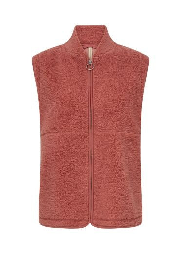 Gilet: Teddy Round Neck Zip - Blush Pink - Soya Concept