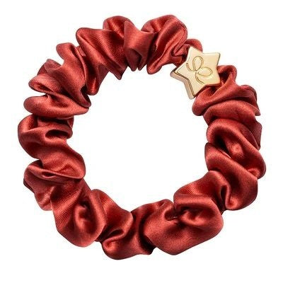 Hairband Bracelet: Silk Scrunchie Gold Star - Autumn Orange  - By Eloise