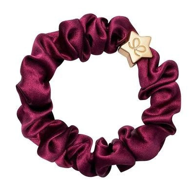 Hairband Bracelet: Silk Scrunchie Gold Star - Burgundy Red - By Eloise