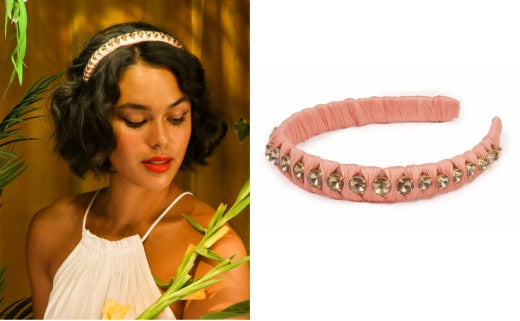 Headband: Ribbon Crystals Suri - Coral - Powder Designs