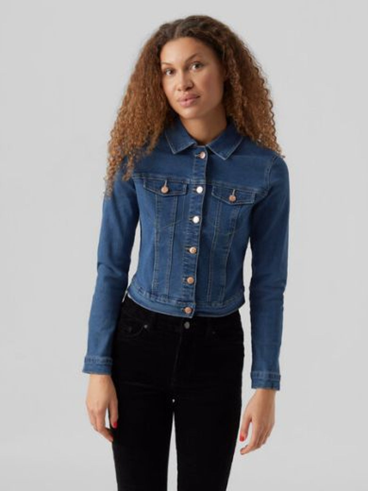 Jacket: Collar Buttons Long Sleeve LUNA - Medium Blue Denim - Vero Moda