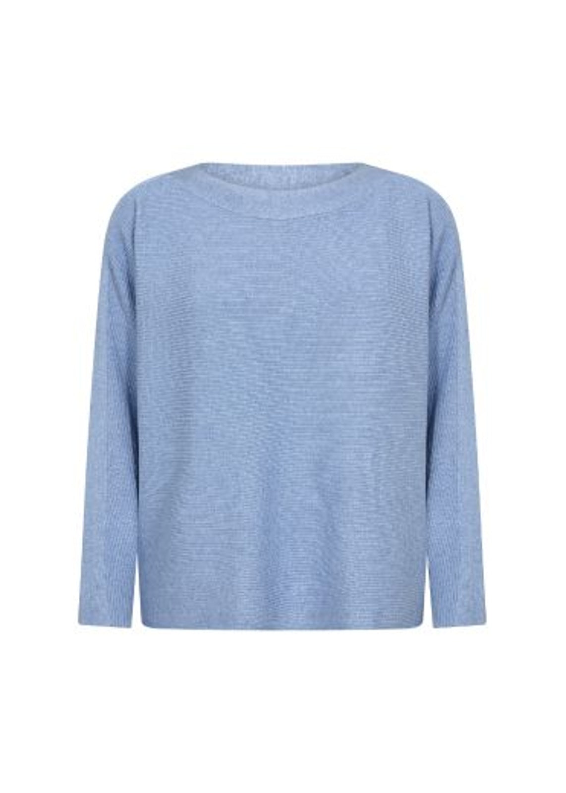 Jumper: Fine Knit Ribbed Boat neck DOLLIE - Light Blue - Soya Concept