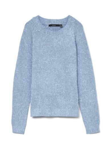 Jumper: Fine Knit Round Neck Short DOFFY - Cashmere Blue - Vero Moda