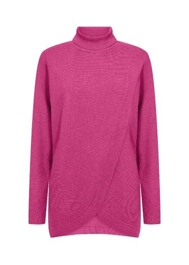 Jumper: Fine Knit Turtle Neck Melange DOLLIE - FUCHSIA PINK - Soya Concept